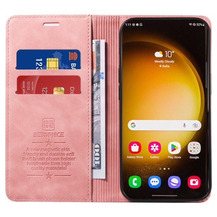 BETOPNICE - BETOPNICE 003 för Samsung Galaxy S24 Ultra Fodral - Äkta läder - Pink