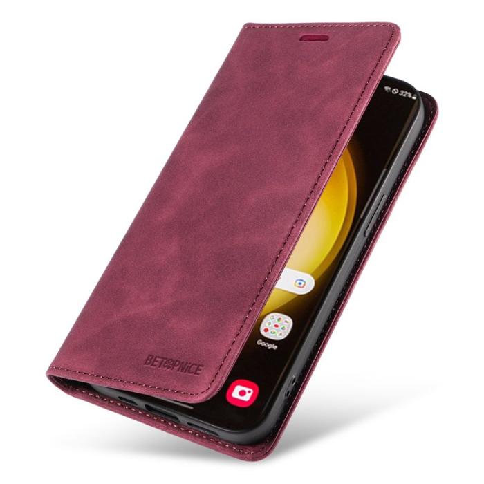 BETOPNICE - BETOPNICE 003 för Samsung Galaxy S24 Ultra Plånboksfodral Konstläder - Röd