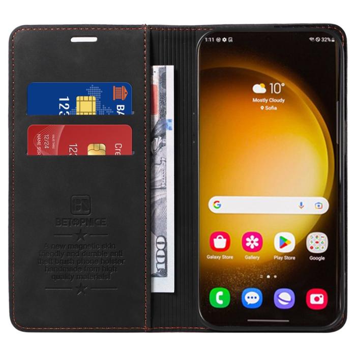 BETOPNICE - BETOPNICE 003 för Samsung Galaxy S24 Ultra Fodral Flip Wallet - Svart
