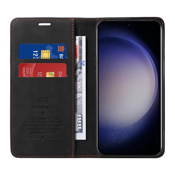 BETOPNICE - BETOPNICE 003 för Samsung Galaxy S25+ Fodral i Äkta Läder - Svart