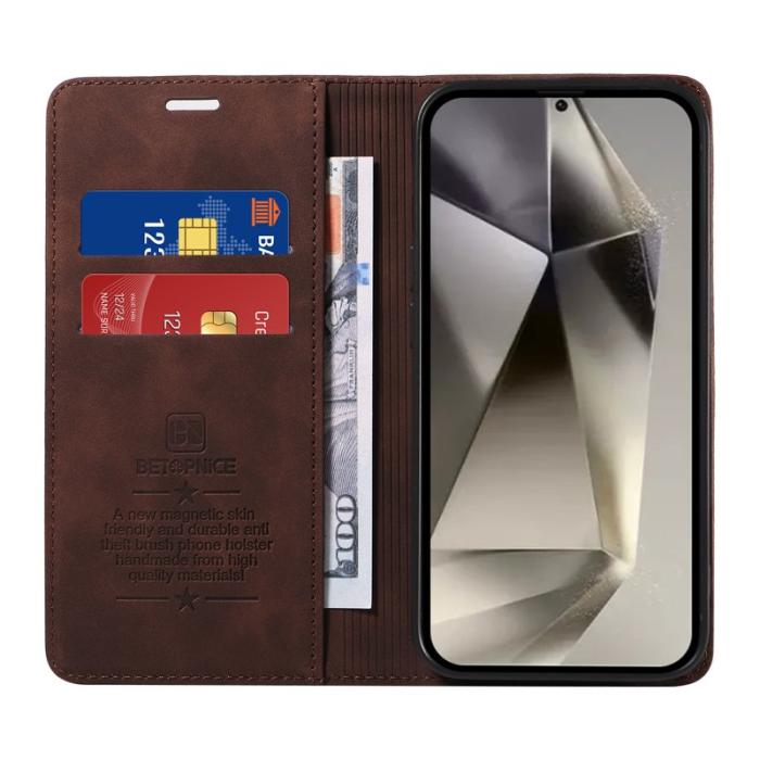 BETOPNICE - BETOPNICE 003 för Samsung Galaxy S25 Ultra Fodral Äkta läder - Brun