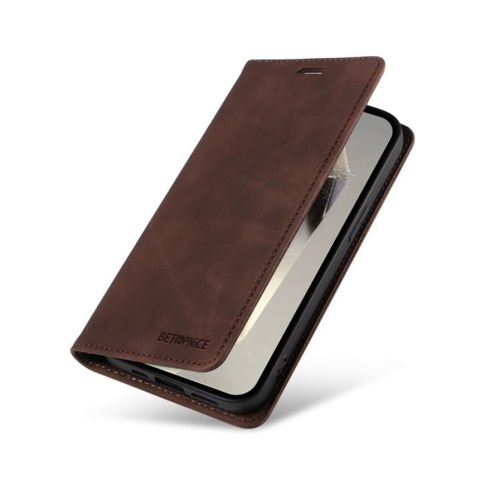 BETOPNICE - BETOPNICE 003 för Samsung Galaxy S25 Ultra Fodral Äkta läder - Brun