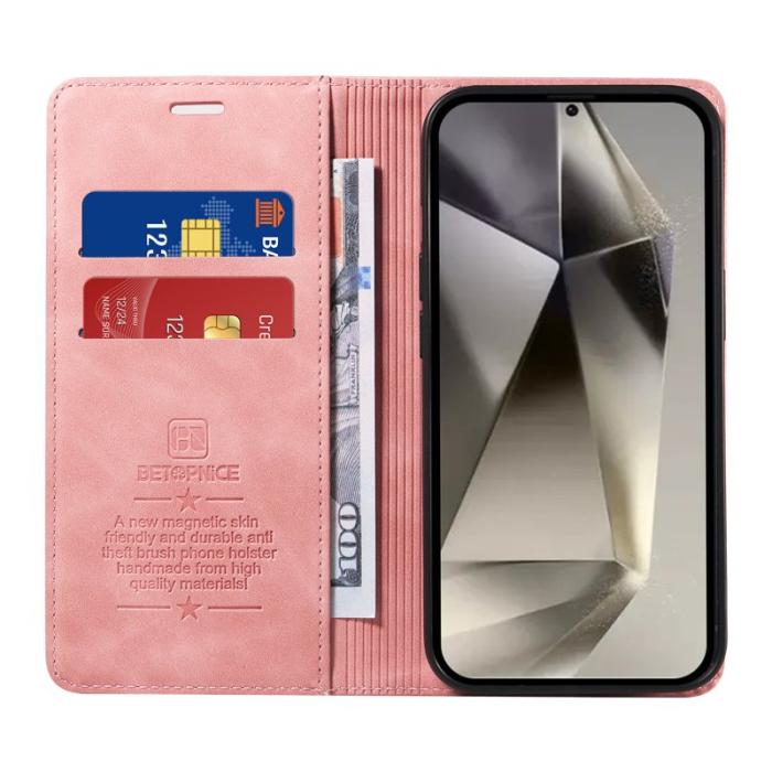 BETOPNICE - BETOPNICE 003 för Samsung Galaxy S25 Ultra Fodral Äkta läder - Rosa