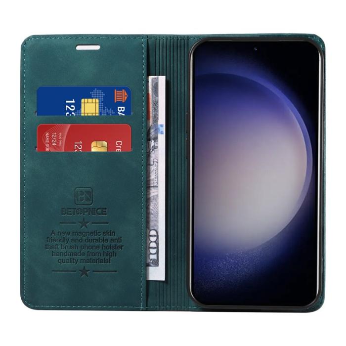 BETOPNICE - BETOPNICE 003 för Samsung Galaxy S25 Wallet Fodral Äkta läder - Grön