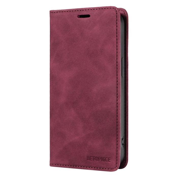 BETOPNICE - BETOPNICE 003 för Samsung Galaxy S25+ Wallet Fodral Äkta läder - Röd