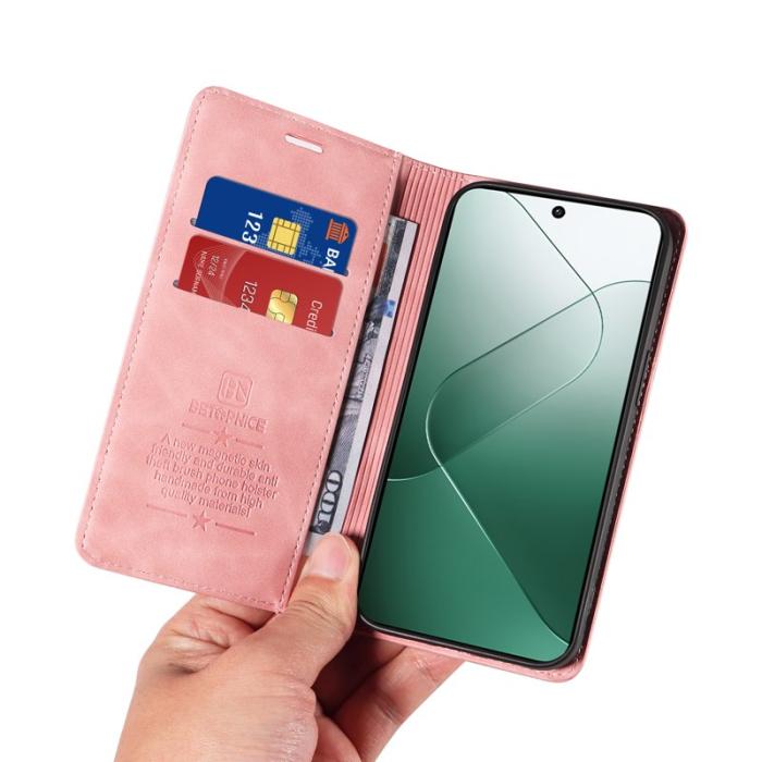 BETOPNICE - BETOPNICE 003 för Xiaomi 14 Fodral RFID Blocker - Bokstil - Rosa