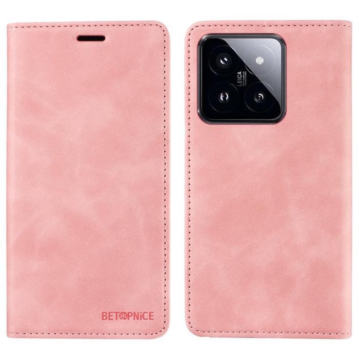 BETOPNICE - BETOPNICE 003 för Xiaomi 14 Pro Fodral Äkta läder - Pink