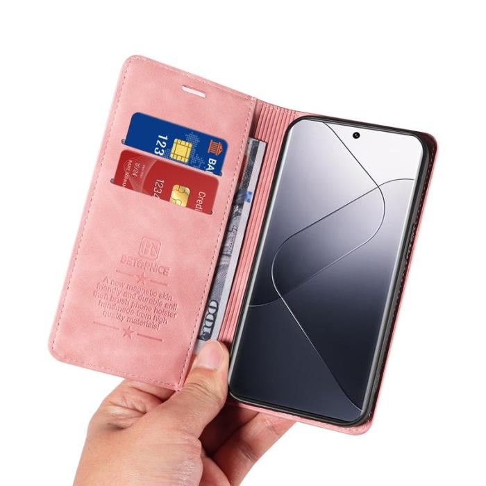 BETOPNICE - BETOPNICE 003 för Xiaomi 14 Pro Fodral Äkta läder - Pink