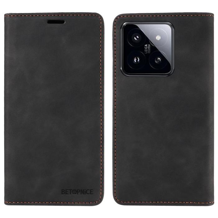 BETOPNICE - BETOPNICE 003 för Xiaomi 14 Pro Fodral Äkta läder - Svart