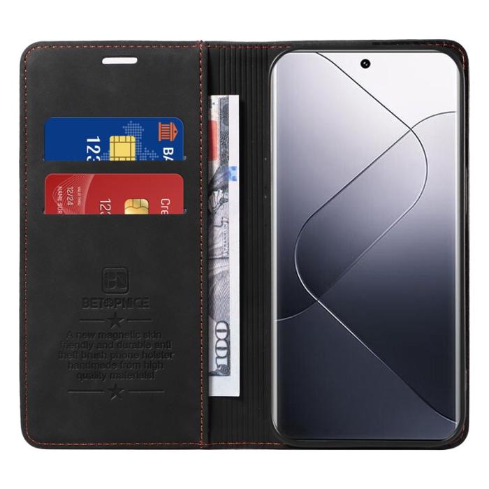 BETOPNICE - BETOPNICE 003 för Xiaomi 14 Pro Fodral Äkta läder - Svart