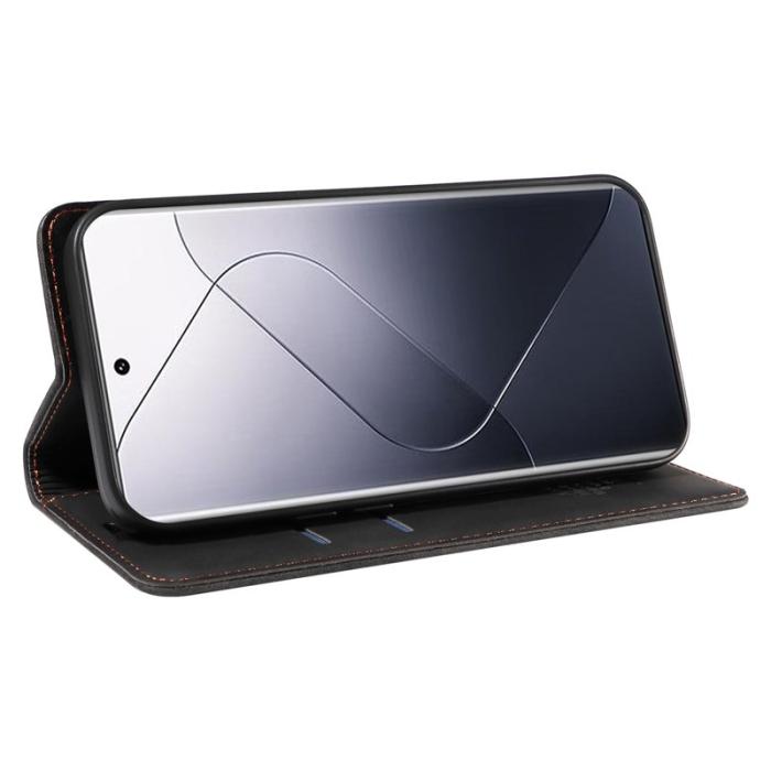 BETOPNICE - BETOPNICE 003 för Xiaomi 14 Pro Fodral Äkta läder - Svart