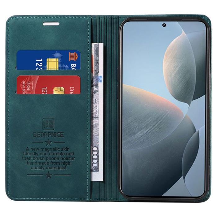 BETOPNICE - BETOPNICE 003 för Xiaomi 14T Fodral i Äkta läder - Grön