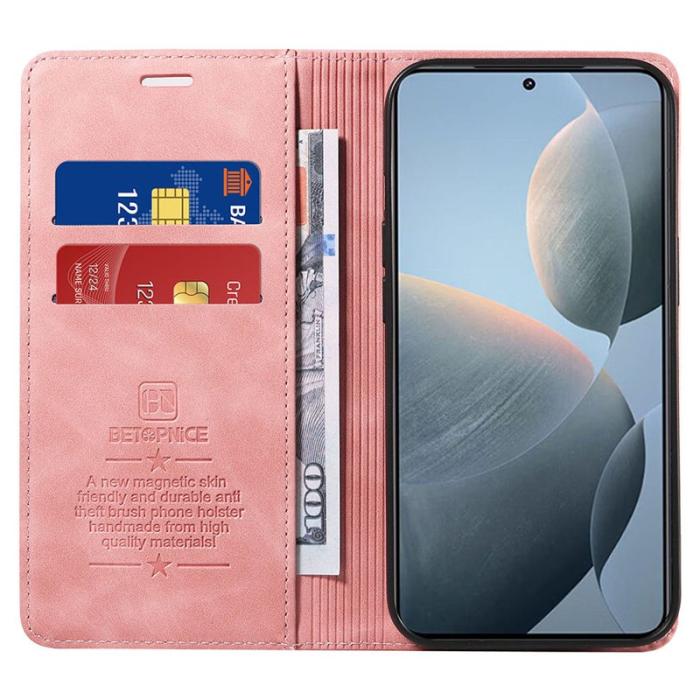 BETOPNICE - BETOPNICE 003 för Xiaomi 14T Fodral i Äkta läder - Pink