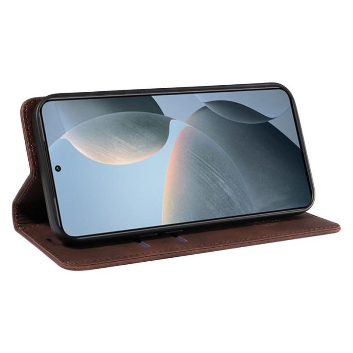 BETOPNICE - BETOPNICE 003 för Xiaomi 14T Wallet Fodral Äkta läder - Brun