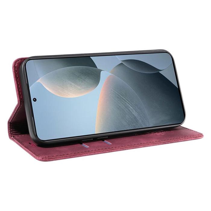 BETOPNICE - BETOPNICE 003 för Xiaomi 14T Wallet Fodral Äkta läder - Röd