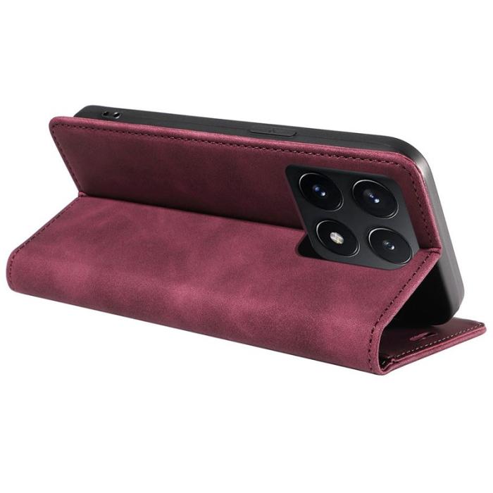 BETOPNICE - BETOPNICE 003 för Xiaomi 14T Wallet Fodral Äkta läder - Röd