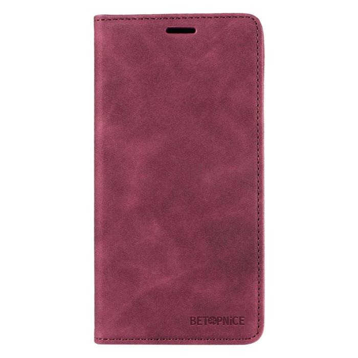 BETOPNICE - BETOPNICE 003 för Xiaomi 14T Wallet Fodral Äkta läder - Röd