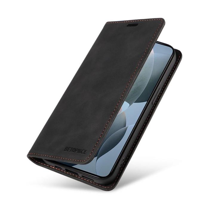 BETOPNICE - BETOPNICE 003 för Xiaomi 14T Wallet Fodral Äkta läder - Svart