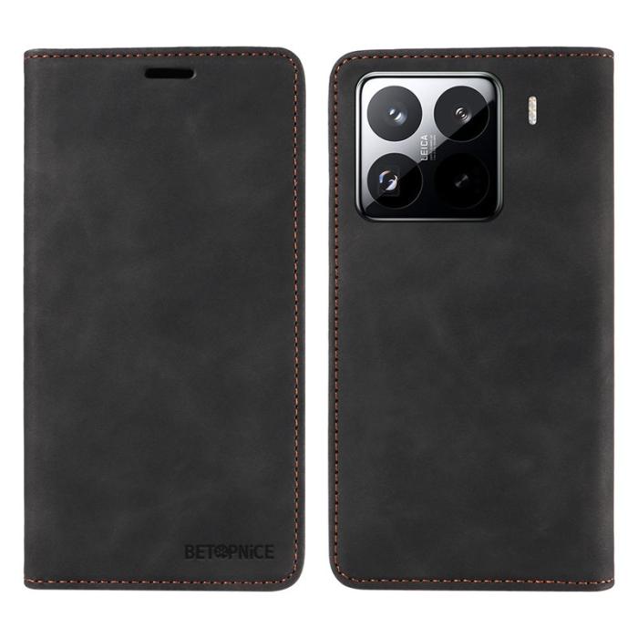 BETOPNICE - BETOPNICE 003 för Xiaomi 15 Pro Fodral i Äkta läder - Svart