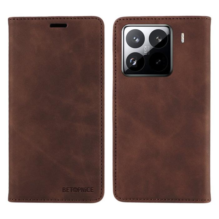 BETOPNICE - BETOPNICE 003 för Xiaomi 15 Pro Wallet Fodral Äkta läder - Brun