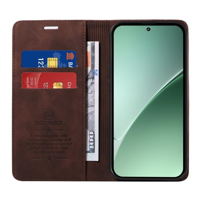 BETOPNICE - BETOPNICE 003 för Xiaomi 15 Pro Wallet Fodral Äkta läder - Brun