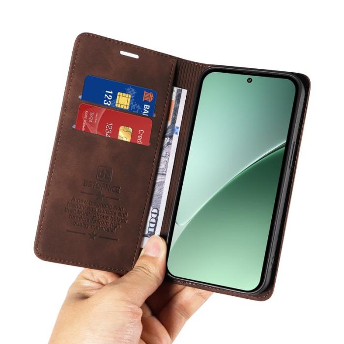 BETOPNICE - BETOPNICE 003 för Xiaomi 15 Pro Wallet Fodral Äkta läder - Brun