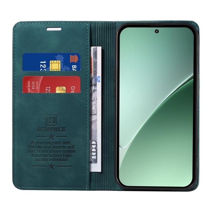 BETOPNICE - BETOPNICE 003 för Xiaomi 15 Pro Wallet Fodral Äkta läder - Grön