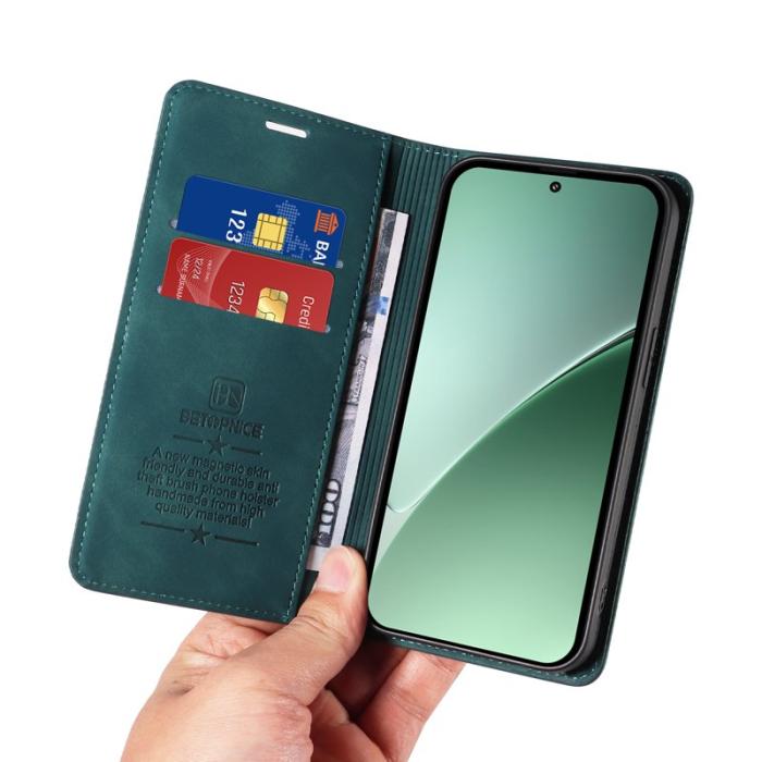 BETOPNICE - BETOPNICE 003 för Xiaomi 15 Pro Wallet Fodral Äkta läder - Grön