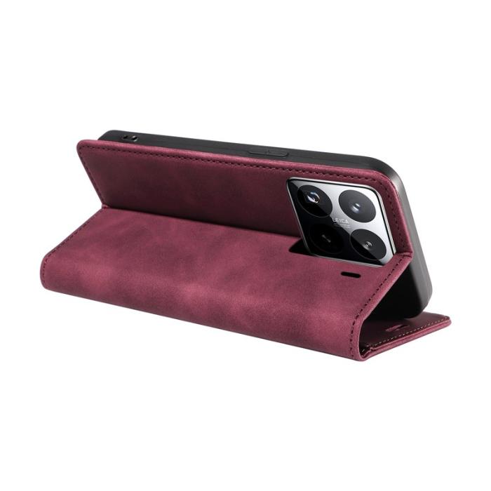 BETOPNICE - BETOPNICE 003 för Xiaomi 15 Pro Wallet Fodral Äkta läder - Röd