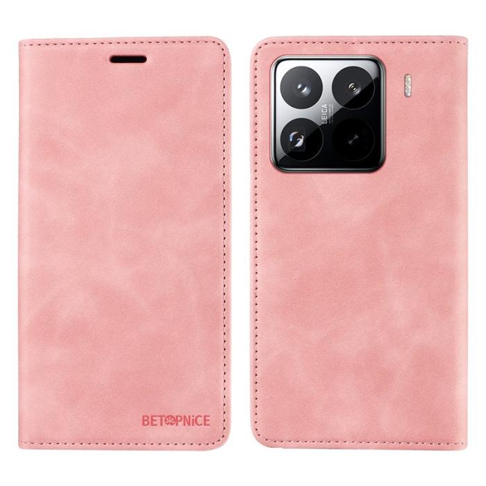 BETOPNICE - BETOPNICE 003 för Xiaomi 15 Pro Wallet Fodral Äkta läder - Rosa