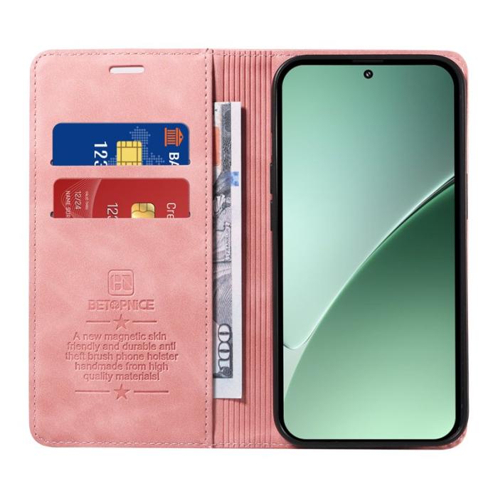 BETOPNICE - BETOPNICE 003 för Xiaomi 15 Pro Wallet Fodral Äkta läder - Rosa