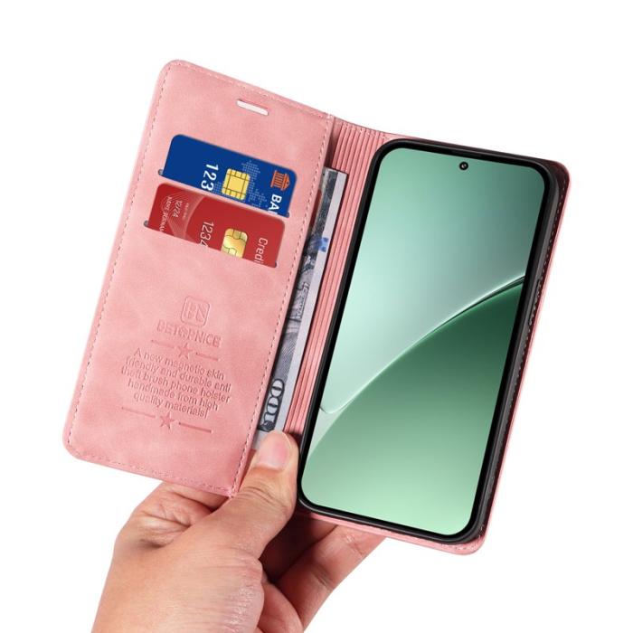 BETOPNICE - BETOPNICE 003 för Xiaomi 15 Pro Wallet Fodral Äkta läder - Rosa