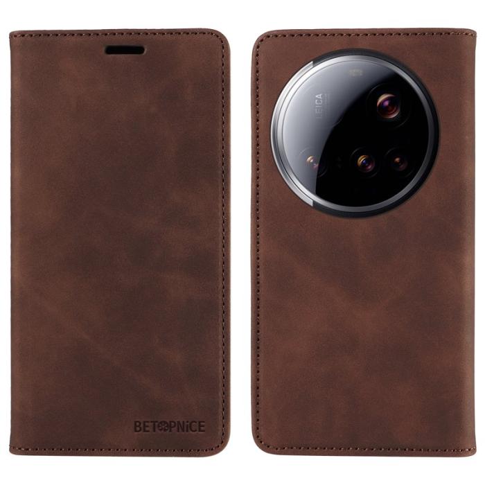 BETOPNICE - BETOPNICE 003 för Xiaomi 15 Ultra Fodral Äkta läder - Brun