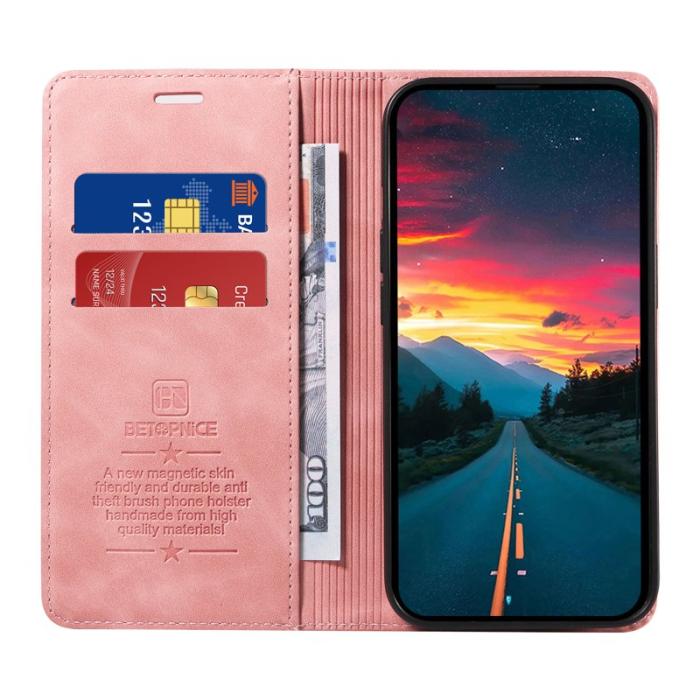 BETOPNICE - BETOPNICE 003 för Xiaomi 15 Ultra Fodral Äkta läder - Rosa