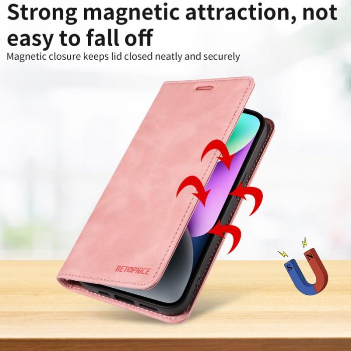 BETOPNICE - BETOPNICE 003 för Xiaomi 15 Ultra Fodral Äkta läder - Rosa