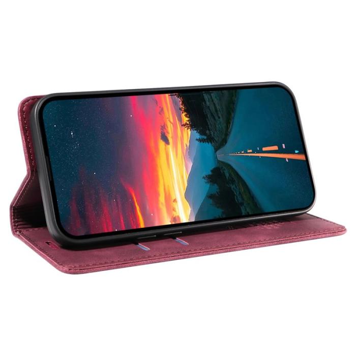 BETOPNICE - BETOPNICE 003 för Xiaomi 15 Ultra Fodral - Äkta läder - Vinröd