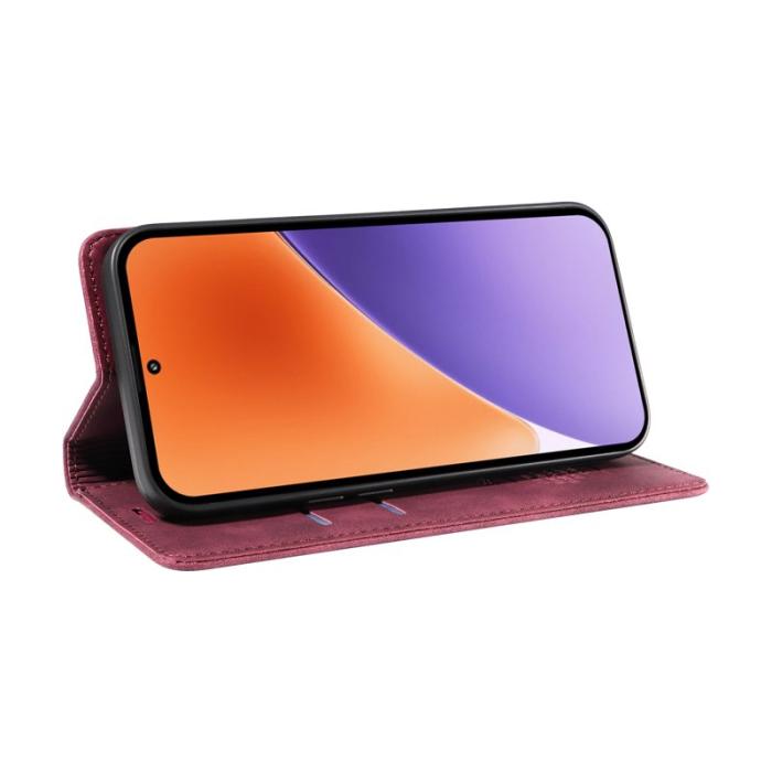 BETOPNICE - BETOPNICE 003 för Xiaomi 15 Wallet Fodral Äkta läder - Röd