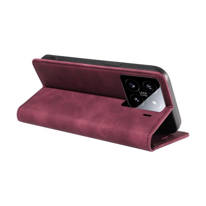 BETOPNICE - BETOPNICE 003 för Xiaomi 15 Wallet Fodral Äkta läder - Röd