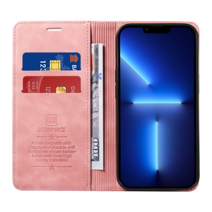 BETOPNICE - BETOPNICE 003 Fodral för iPhone 13 Pro - RFID Blocking PU Läder - Rosa