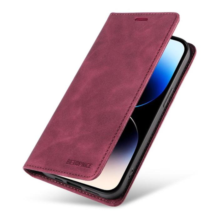 BETOPNICE - BETOPNICE 003 Fodral för iPhone 14 Pro - PU Läder - Röd