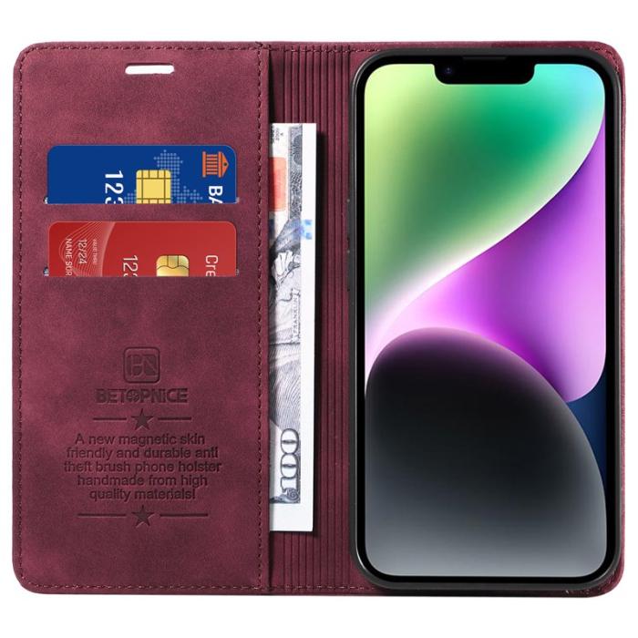 BETOPNICE - BETOPNICE 003 Fodral för iPhone 15 Plus - PU Läder - Röd