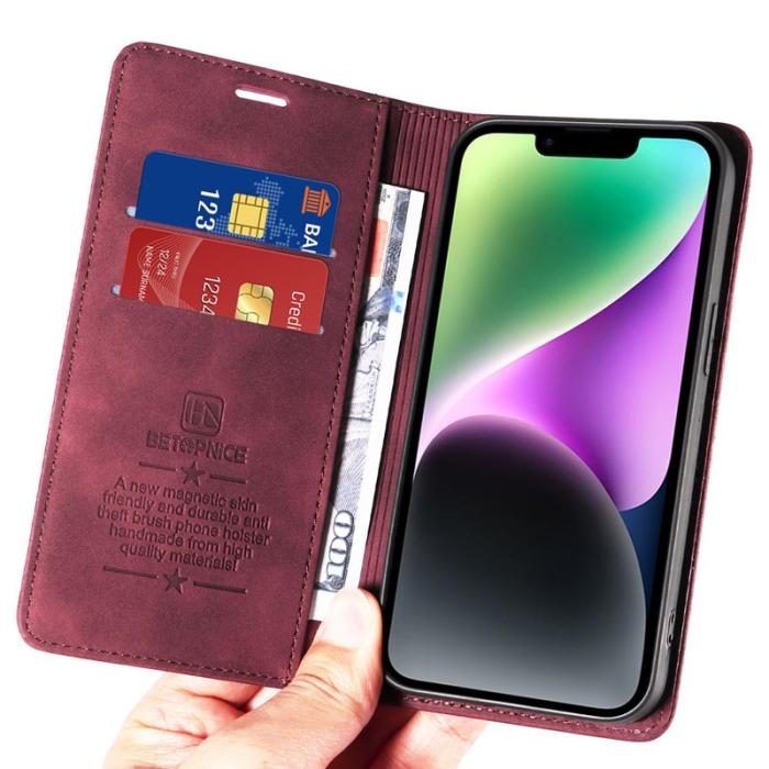 BETOPNICE - BETOPNICE 003 Fodral för iPhone 15 Plus - PU Läder - Röd