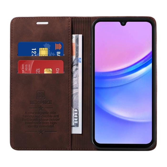 BETOPNICE - BETOPNICE 003 Fodral för Samsung Galaxy A17 5G Äkta läder - Brun