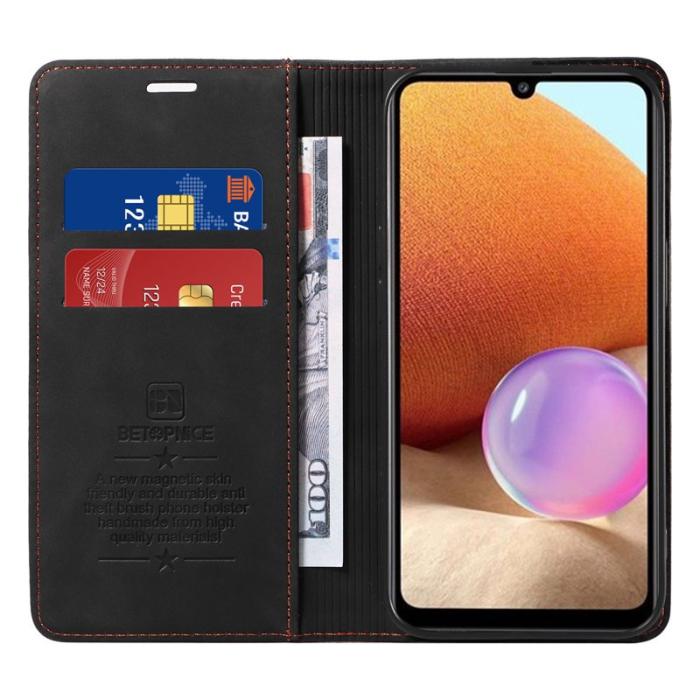 BETOPNICE - BETOPNICE 003 Fodral för Samsung Galaxy A32 5G - Äkta läder - Svart