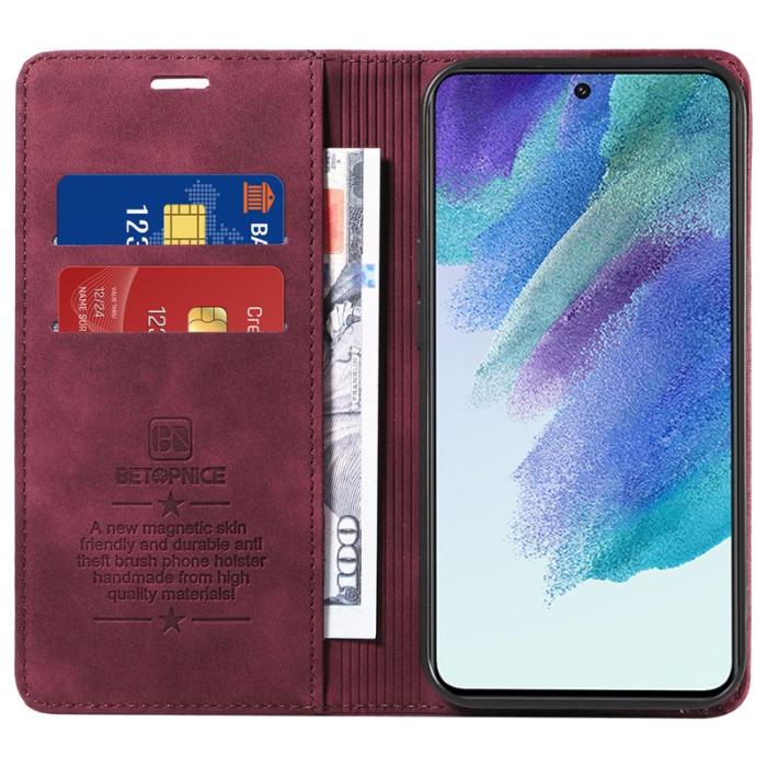 BETOPNICE - BETOPNICE 003 Fodral för Samsung Galaxy S21+ 5G - Äkta läder - Röd