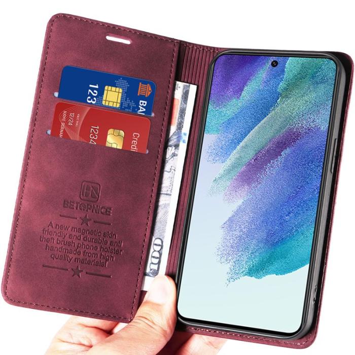 BETOPNICE - BETOPNICE 003 Fodral för Samsung Galaxy S21+ 5G - Äkta läder - Röd