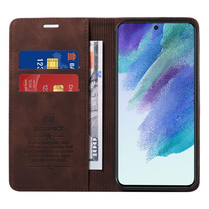 BETOPNICE - BETOPNICE 003 Plånboksfodral för Samsung Galaxy S22 5G - Konstläder - Brun