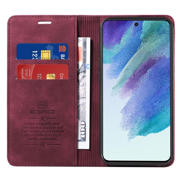 BETOPNICE - BETOPNICE 003 Plånboksfodral för Samsung Galaxy S22 5G - Konstläder - Röd