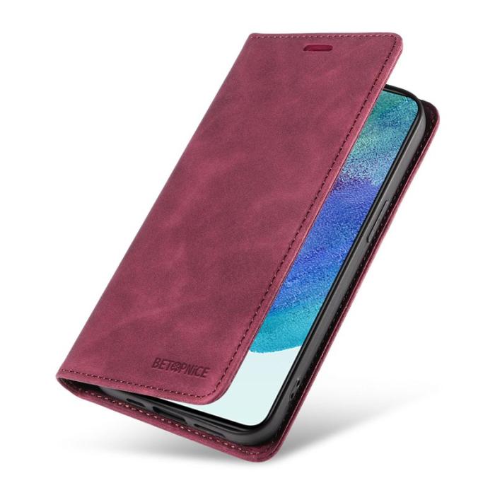 BETOPNICE - BETOPNICE 003 Plånboksfodral för Samsung Galaxy S22 5G - Konstläder - Röd