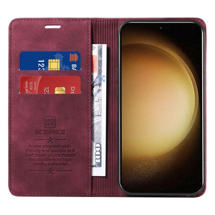 BETOPNICE - BETOPNICE 003 Fodral för Samsung Galaxy S23 Äkta läder - Röd